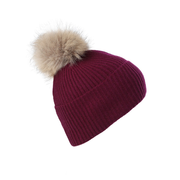 Luxury Rib Deep Turn Up Ladies Beaniepom Eminence