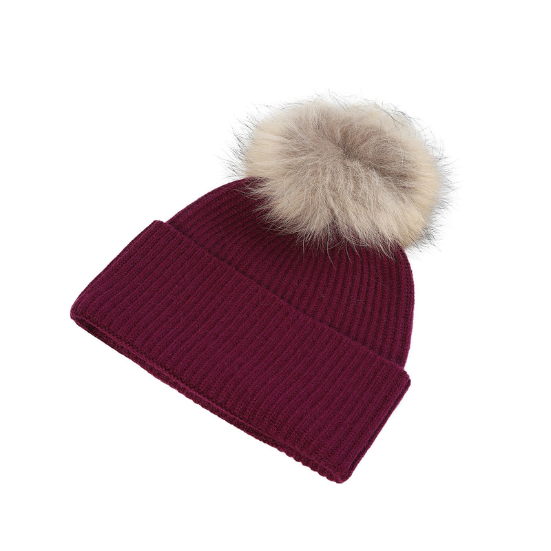 Luxury Rib Deep Turn Up Ladies Beaniepom Eminence