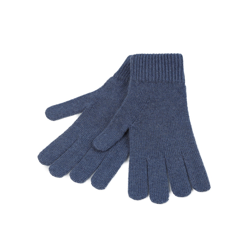 100% Cashmere Plain Glove Gents Denim