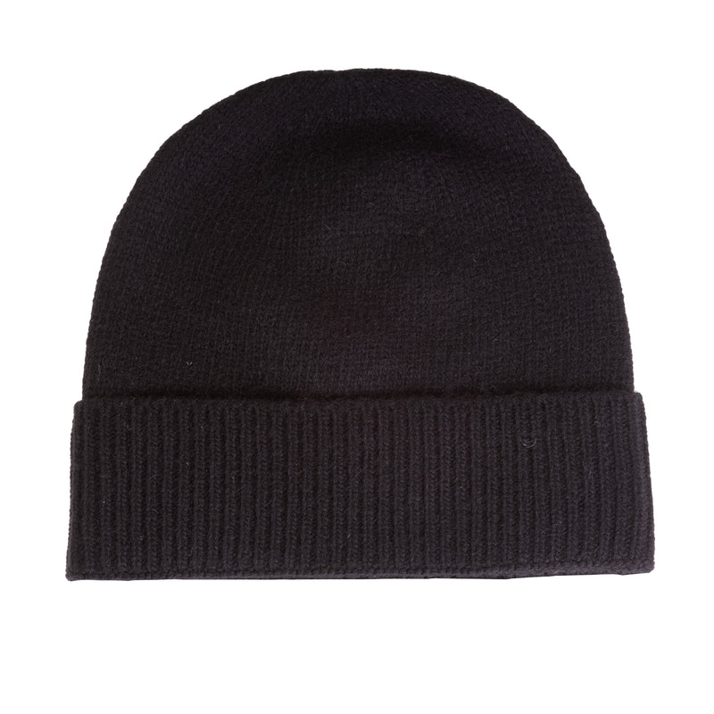 Gents Plain Lambswool Mix Beanie Black