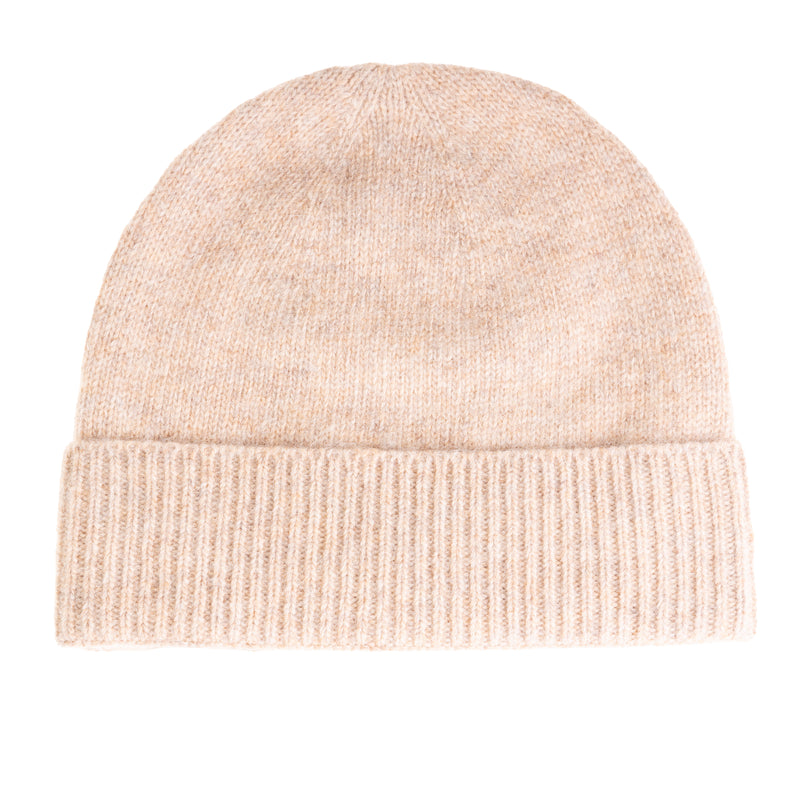 Ladies Plain Lambswool Mix Beanie Sand