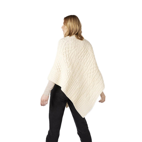 Ladies Elm Patchwork Poncho Natural