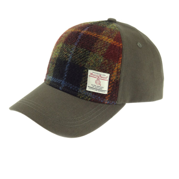 Baseball Cap With Harris Tweed Orange/Green Check