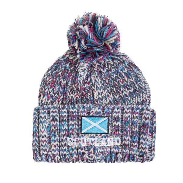 Scotland Sparkle Bobble Hat Saltire Logo