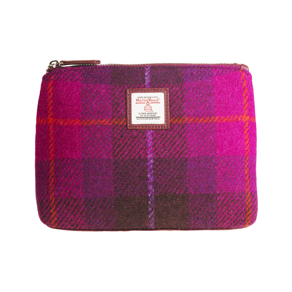 Purple Checkered Make Up Bag