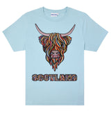 Colourful Highland Cow Embroidery Tshirt