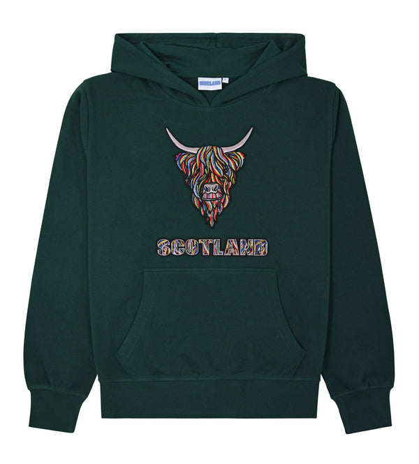 Colourful Highland Cow Embroidered Hood