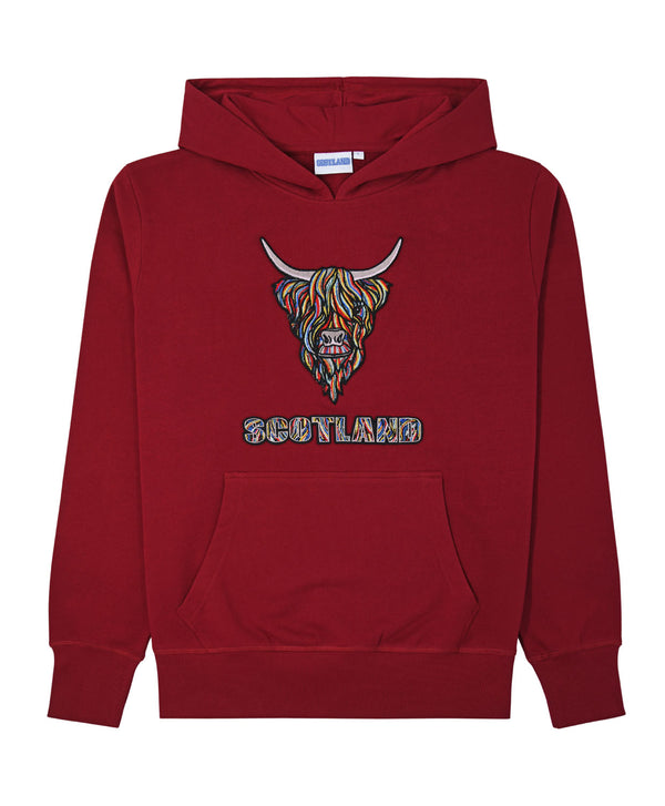 Colourful Highland Cow Embroidered Hood