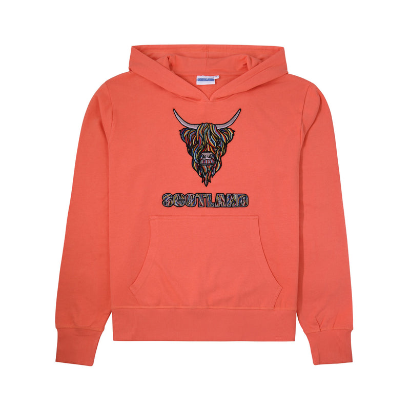 Colourful Highland Cow Embroidered Hood