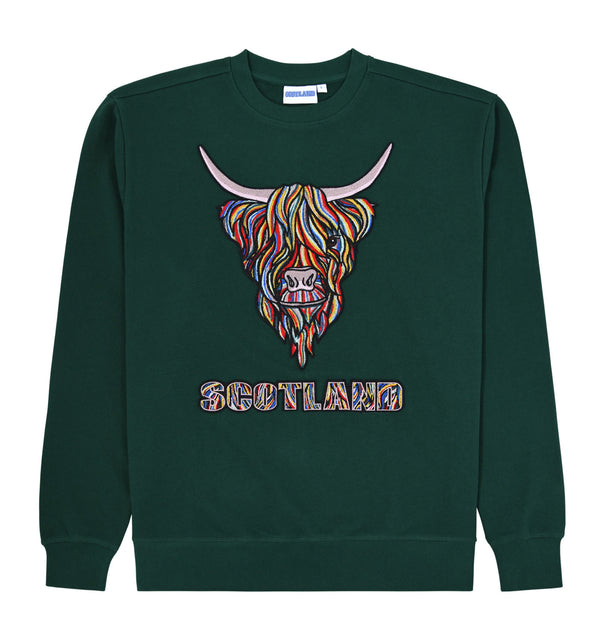 Colourful Highland Cow Embroidered Sweat