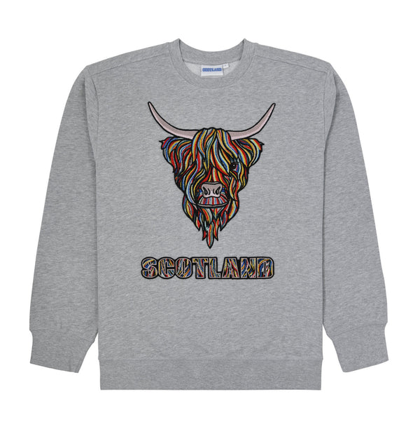 Colourful Highland Cow Embroidered Sweat