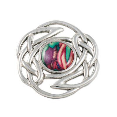 Heathergem Round Celtic Knot Pewter Brooch