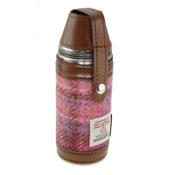 Harris Tweed Hunting Flask Pink Check