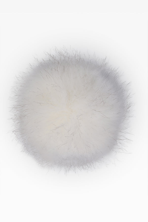 100% Faux Fur Pom Pom White/ Black Tip