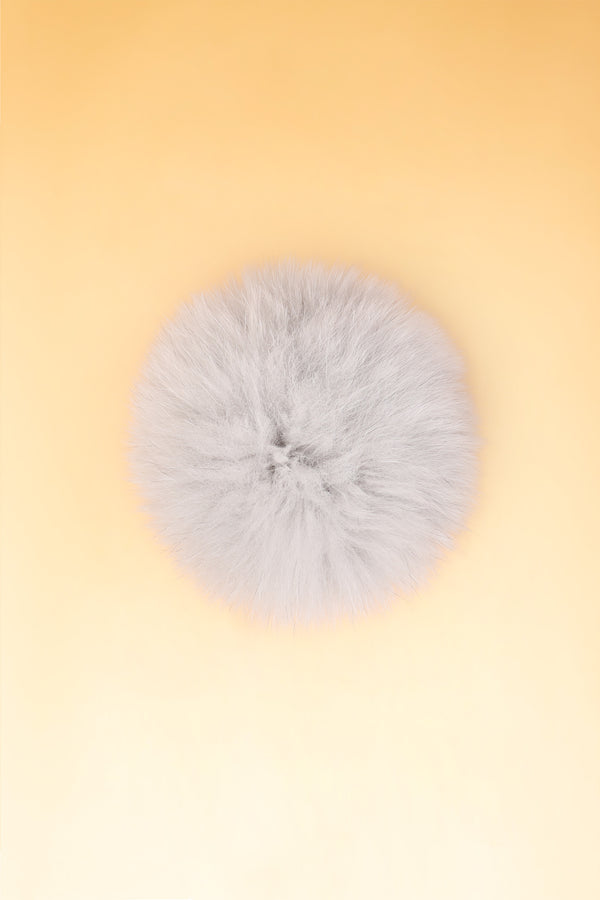 100% Real Fur Pom Pom Pearl Grey