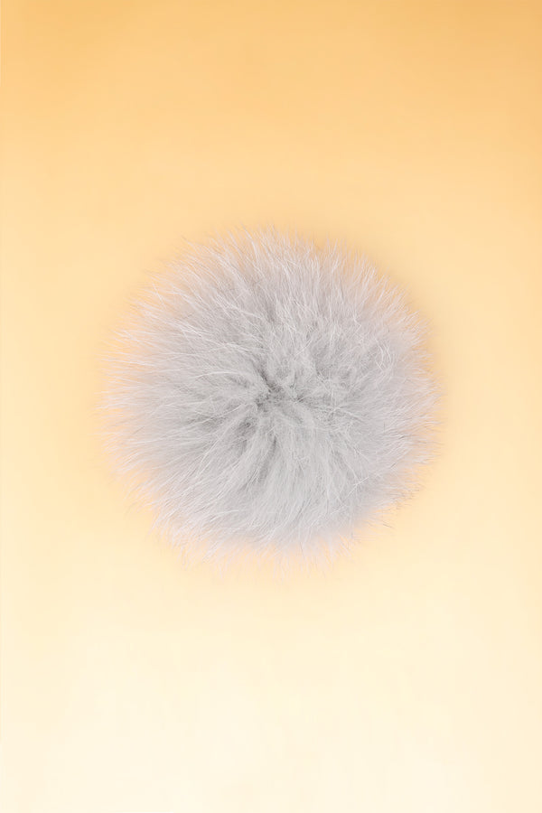 100% Real Fur Pom Pom River Grey