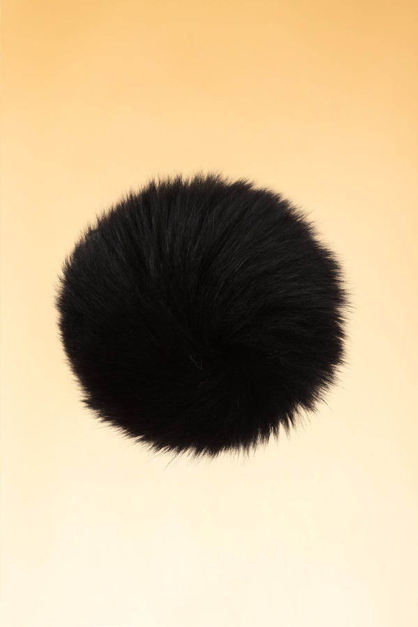 100% Real Fur Pom Pom Black