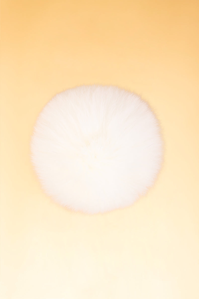 100% Real Fur Pom Pom White