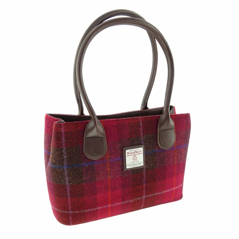 Harris Tweed Ladies Handbag - Classic Deep Pink Tartan