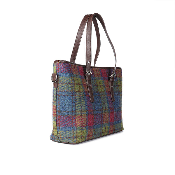 Spey Harris Tweed Tote Bag Multi Colour Tartan