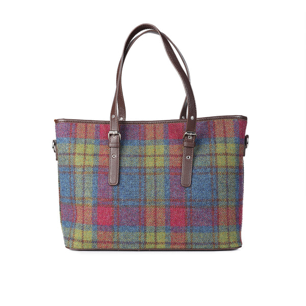 Spey Harris Tweed Tote Bag Multi Colour Tartan