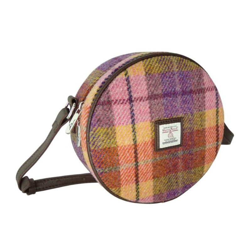 Harris Tweed Round Bag Bannock Peach/Purple Tartan