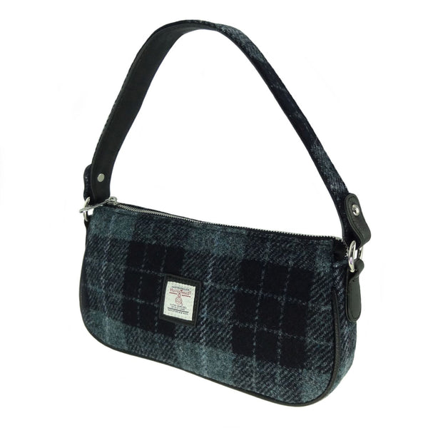 Harris Tweed Duchray Baguette Bag Grey/Black Tartan