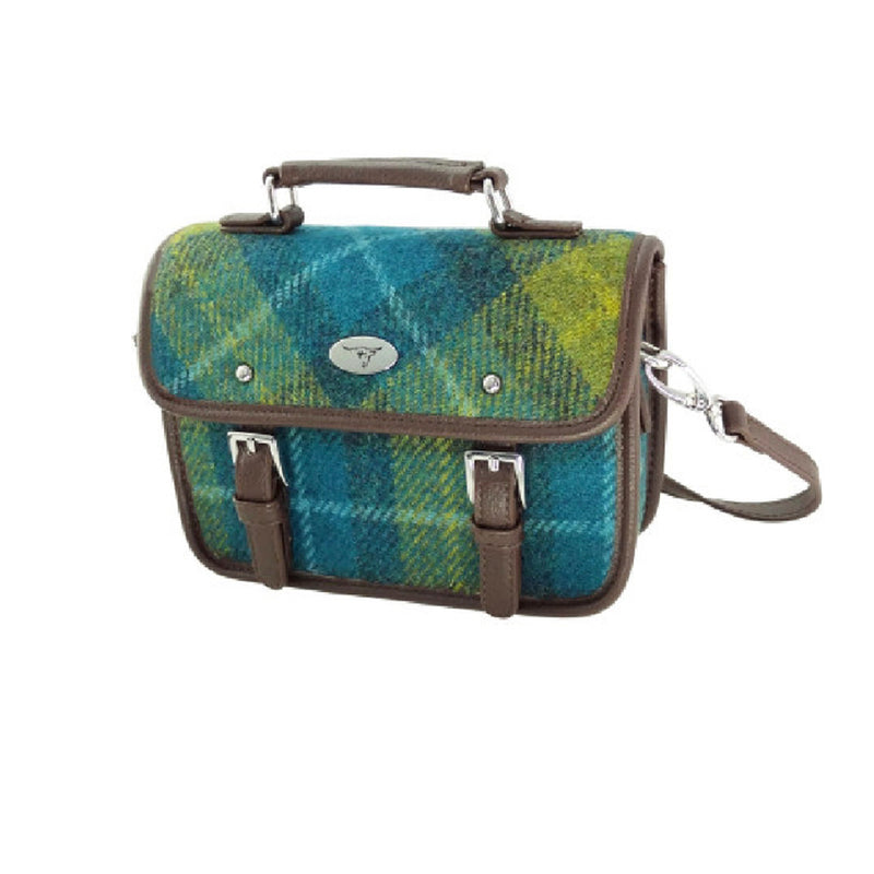 Harris Tweed Bervie Mini Satchel Sea Blue/Green Tartan