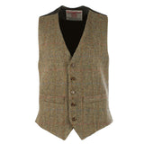 Harris Tweed Men's Wool Waistcoat - Lewis Green Hb Check