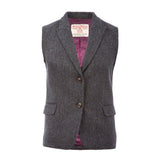 Ladie's Mairi Harris Tweed Waistcoat Blue Herringbone