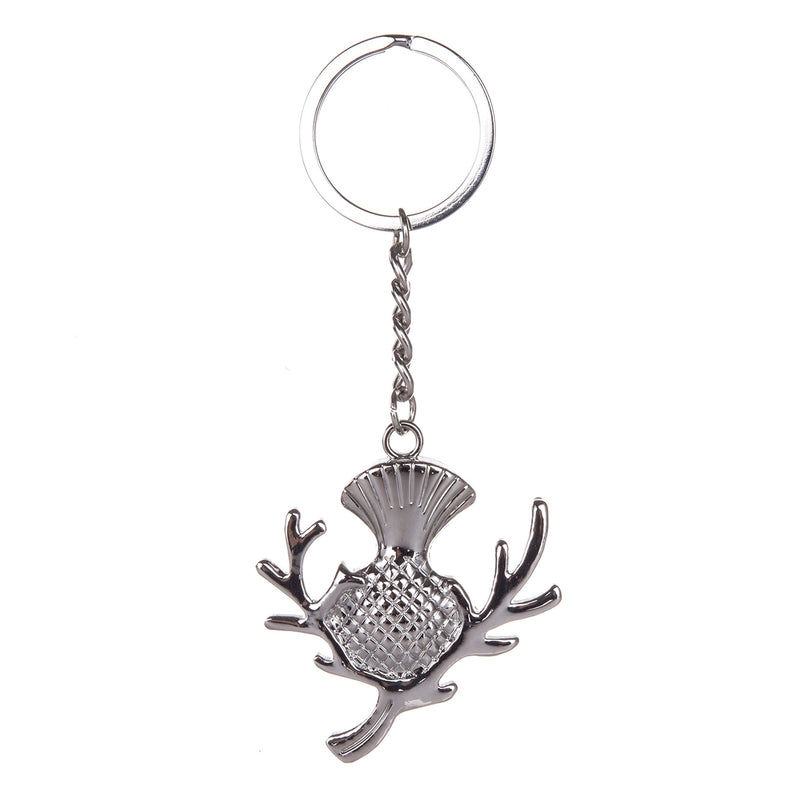 Silver Thistle Charm Keyring