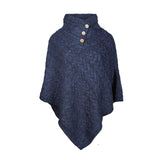 Aran Cable Button Shawl Neck Poncho