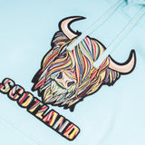 Adults Pastel Highland Cow Hooded Top Aqua