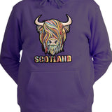 Adults Pastel Highland Cow Hooded Top Purple