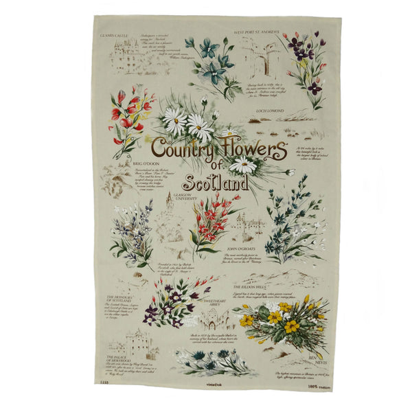 Country Flowers Of Scotland Kitchen Tea Towel