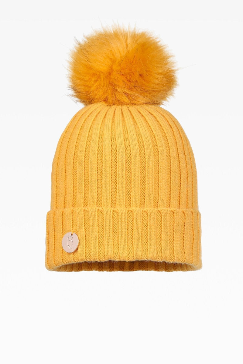 Ava Rib Pom Pom Hat - Faux Fur - Dunedin Cashmere