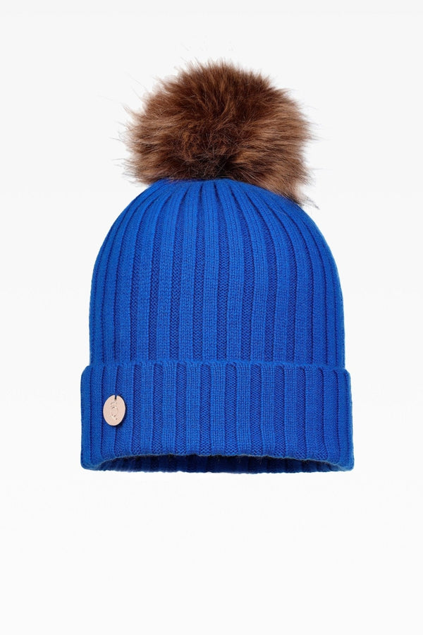 Ava Rib Pom Pom Hat - Faux Fur - Dunedin Cashmere