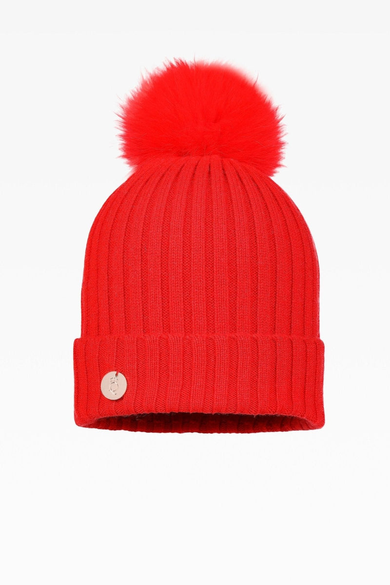 Ava Rib Pom Pom Hat - Real Fur - Dunedin Cashmere