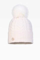 Eve Cable Pom Pom Hat - Faux Fur - Dunedin Cashmere