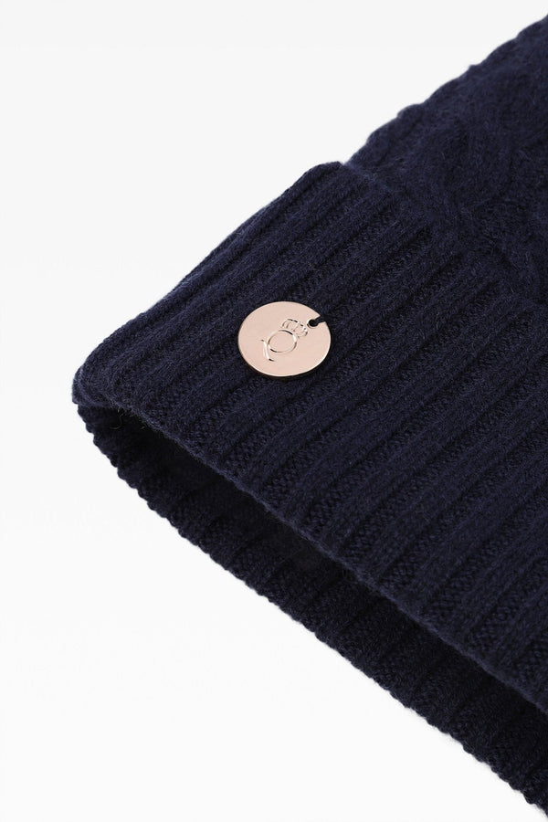 Eve Cable Pom Pom Hat - Real Fur - Dunedin Cashmere