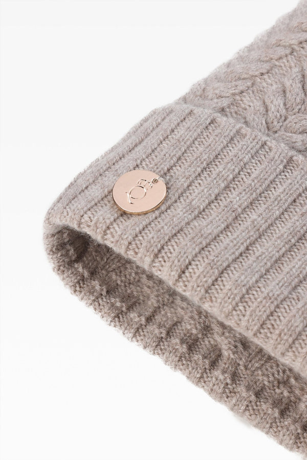 Georgie Cable Rib Pom Pom Hat - Faux Fur - Dunedin Cashmere