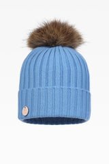 Hayley Rib Pom Pom Hat - Real Fur - Dunedin Cashmere