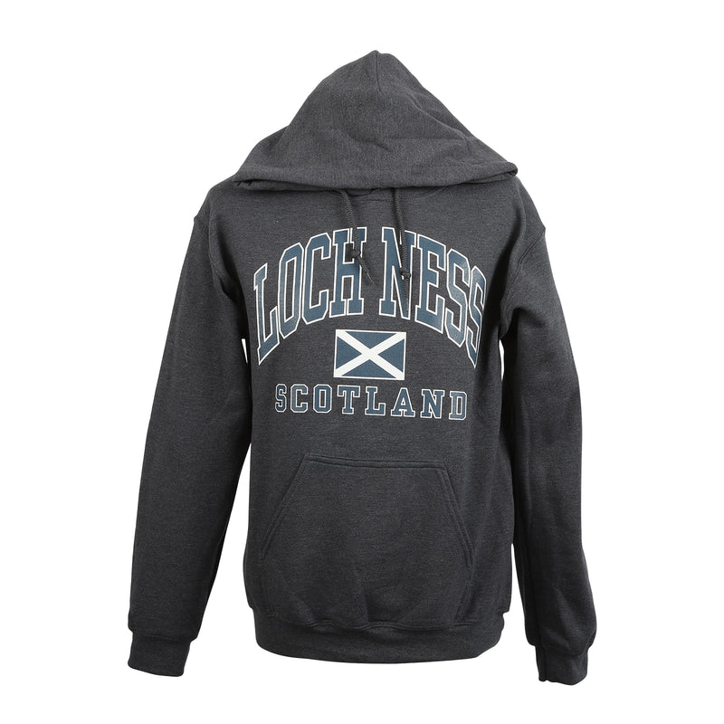 (D) Loch Ness Harvard Print Hooded Top Charcoal