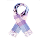 Edinburgh 100% Lambswool Tartan Scarf Bursted Check Lavender/Pink