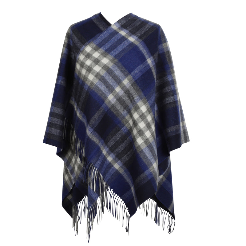 Mini Me Children’s Cape Chequer Tartan 90/10 Cashmere Navy