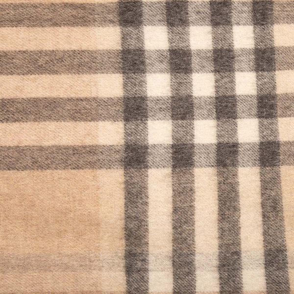 Chequer Tartan 90/10 Cashmere Blanket Natural