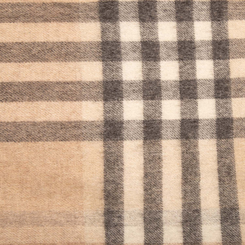 Chequer Tartan 90/10 Cashmere Blanket Natural