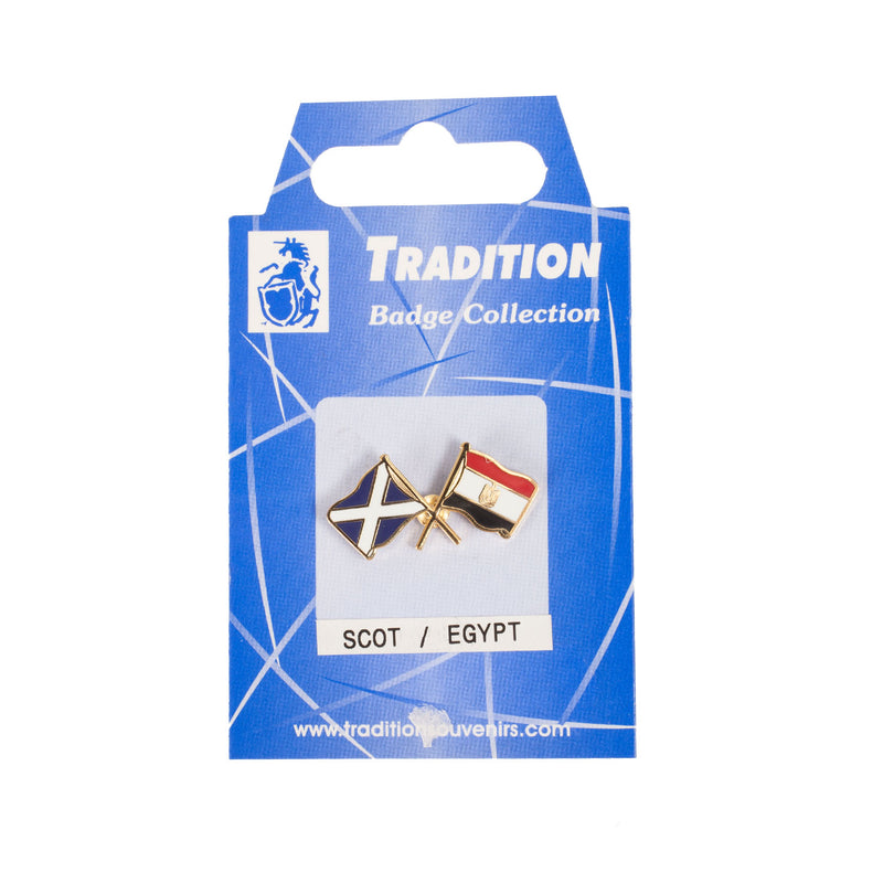 Saltire & Egypt Crossed Flags Lapel Pin