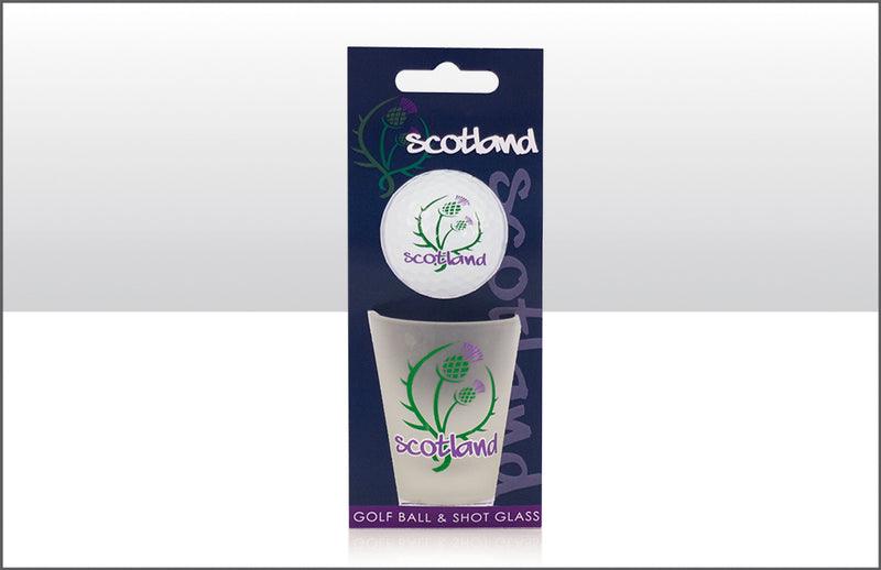 Sc. Thistle Shot Glass & Golf Ball Set