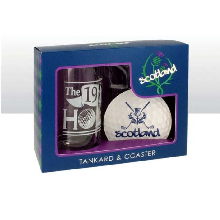 Golf Glass Tankard & Coaster Set